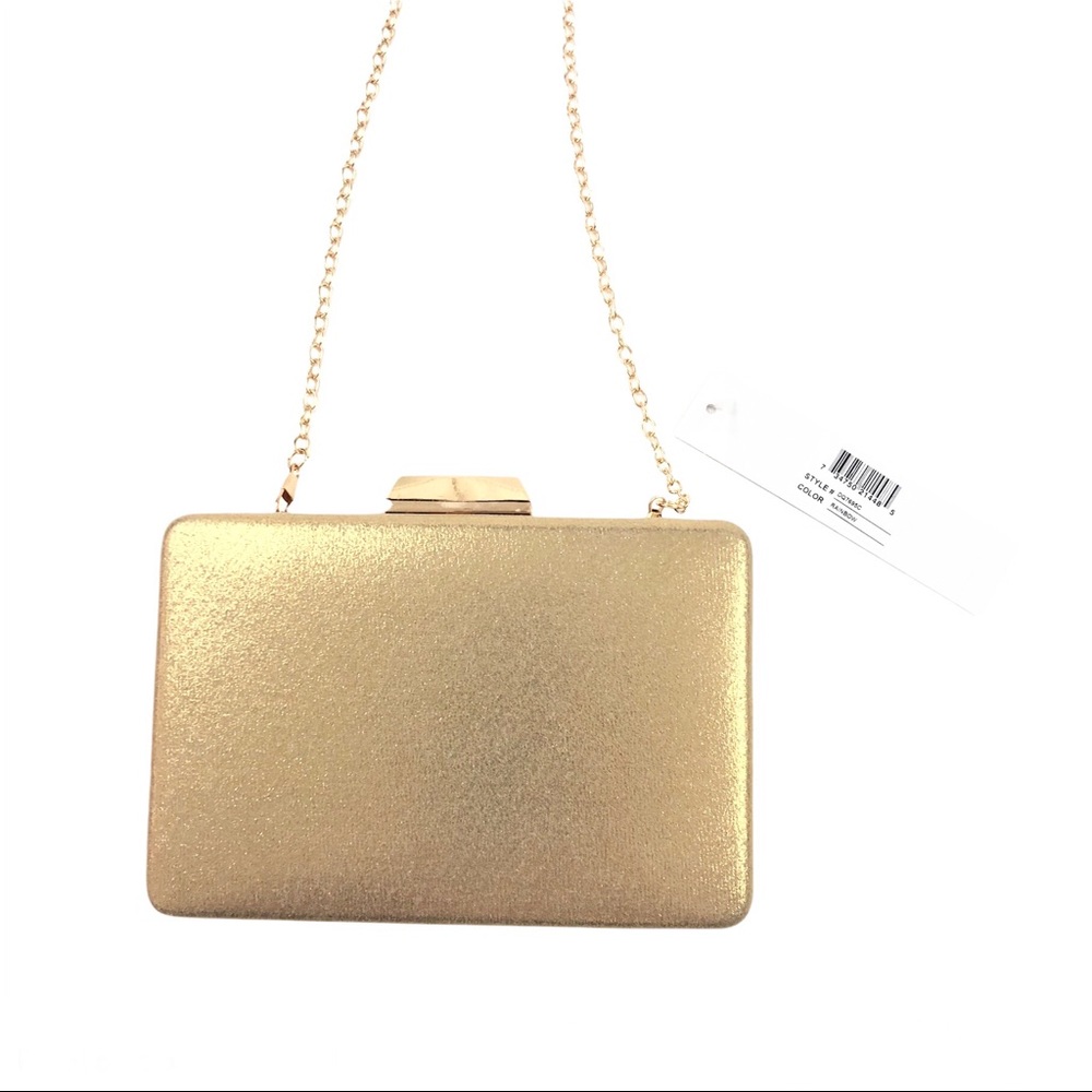 Alessia Gold & Colorful Rhinestone Clutch With Gold Chain. NEW - Picture 6 of 6
